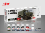 ICM3011 Acrylic paints set for Soviet Trucks, 6 pcs