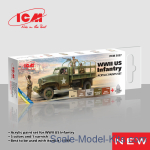 ICM3037 Acrylic paints set for WWII US Infantry, 6 pcs