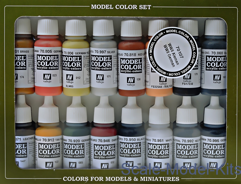 Vallejo - Set paints Model Color WWII German, 16 colors - plastic scale model  kit in scale (VLJ70107)//Scale-Model-Kits.com