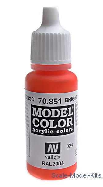 Vallejo Bright Orange Model Color 17ml Acrylic Paint 70.851