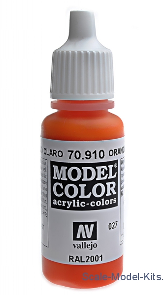 Vallejo Paint 17ml Bottle Orange Red Model Color 