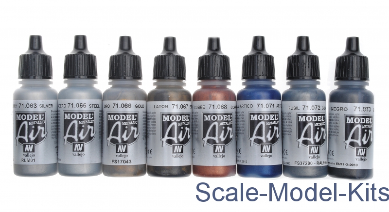 Vallejo Metallic Set Model Air Paint, 17ml, Multicolor, (Pack of 16)