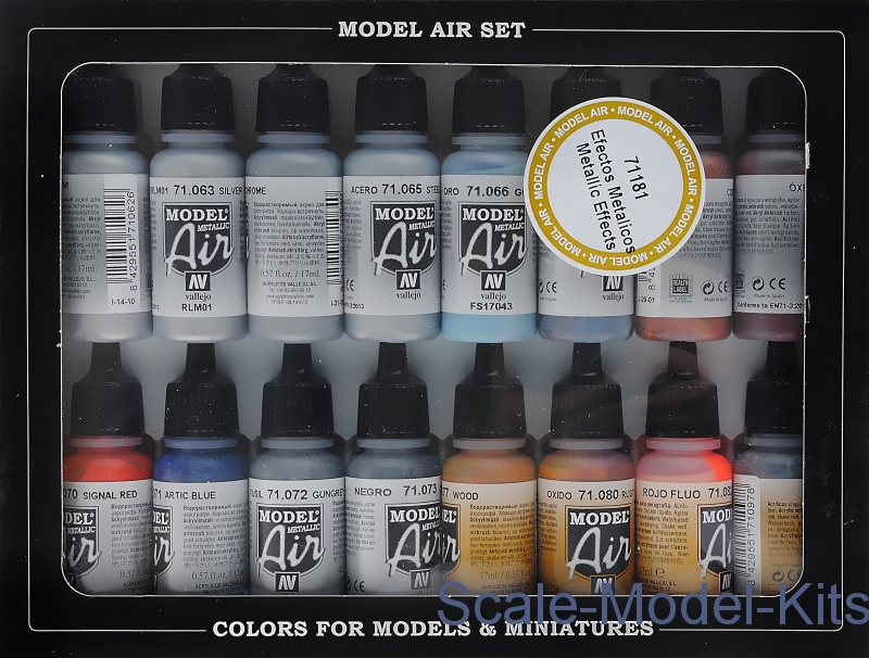 Acrylicos Vallejo Model Air Paint Set - 16 bottle Weathering Kit